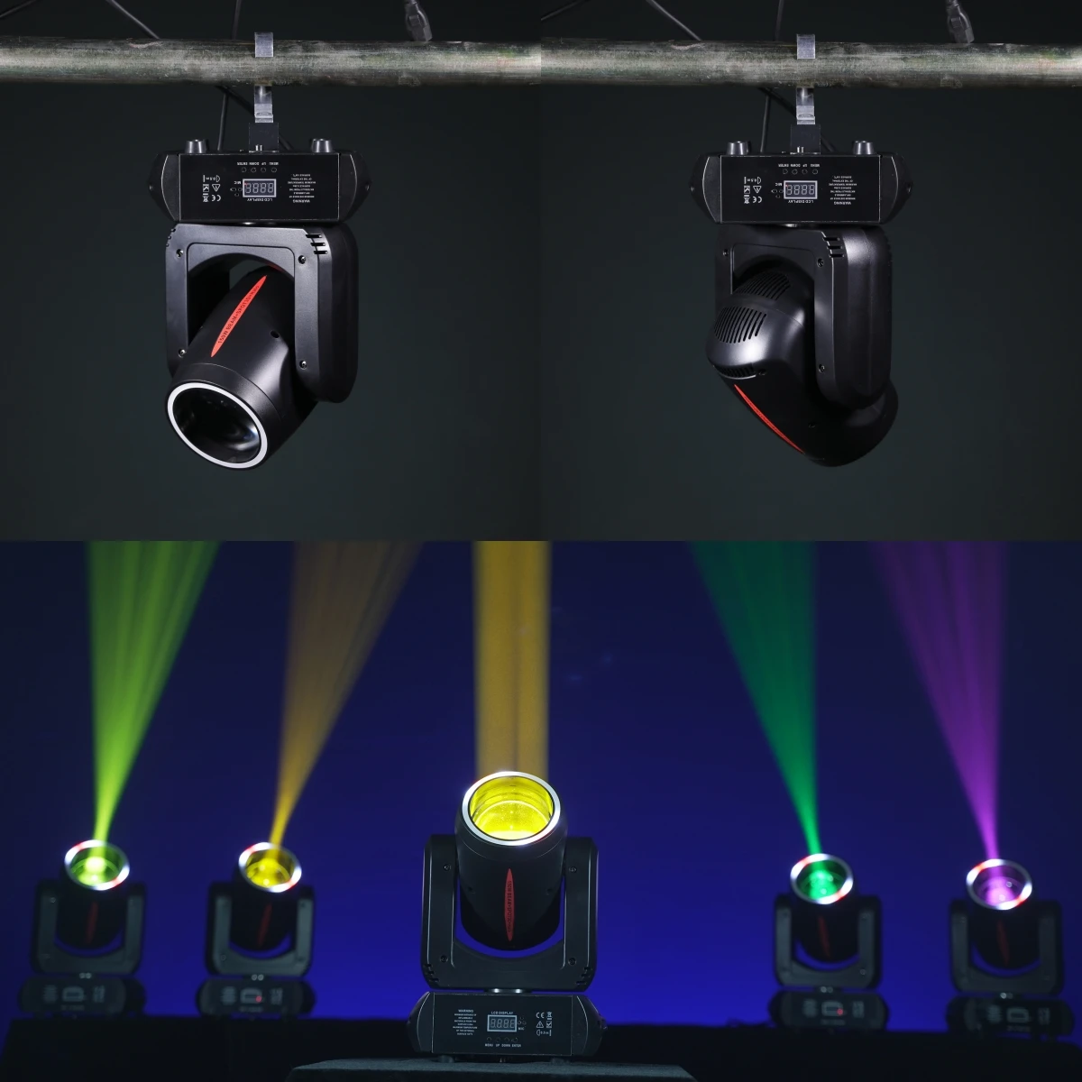 180W  Mini LED Beam&3DSpot&Halo Effect Moving Head lights  8 colors& 8 gobos 18 rotating prisms  DJ Wash DMX512 Stage Lights