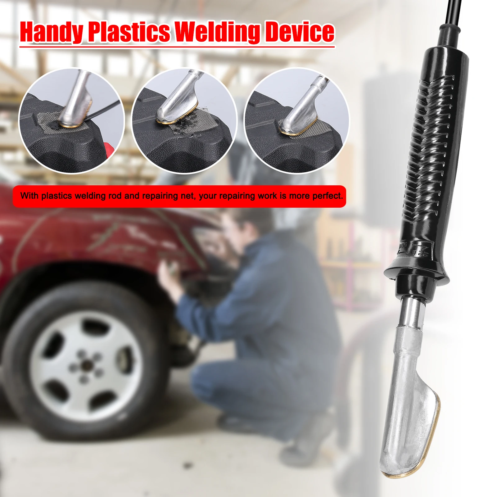 

Handy Plastics Welding Device Garage Tools PVC Repairing Machine Car Bumpers Repairing Tool Hot Stapler Plastics Smoothing Tool