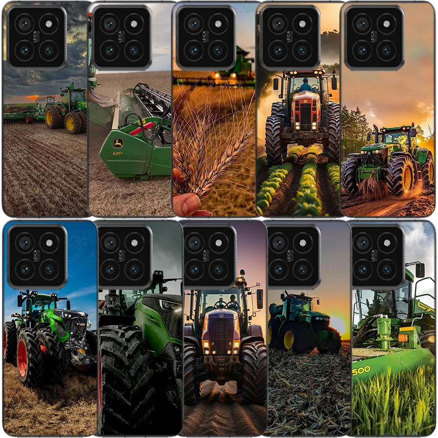 Farm Machinery Harvesters Clear Phone Case For Xiaomi Poco X6 X5 X7 Pro X4 X3 NFC F4 GT F6 F5 F3 M5 M5S M4 M3 Pro F2 F1 TPU Patt