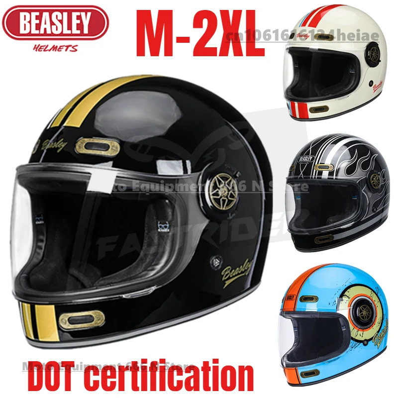 

Beasley Fiberglass Retro Motorcycle Helmet Unisex Motorcycle Full Helmet Motocross Helmet Carbon Fiber DOT certification