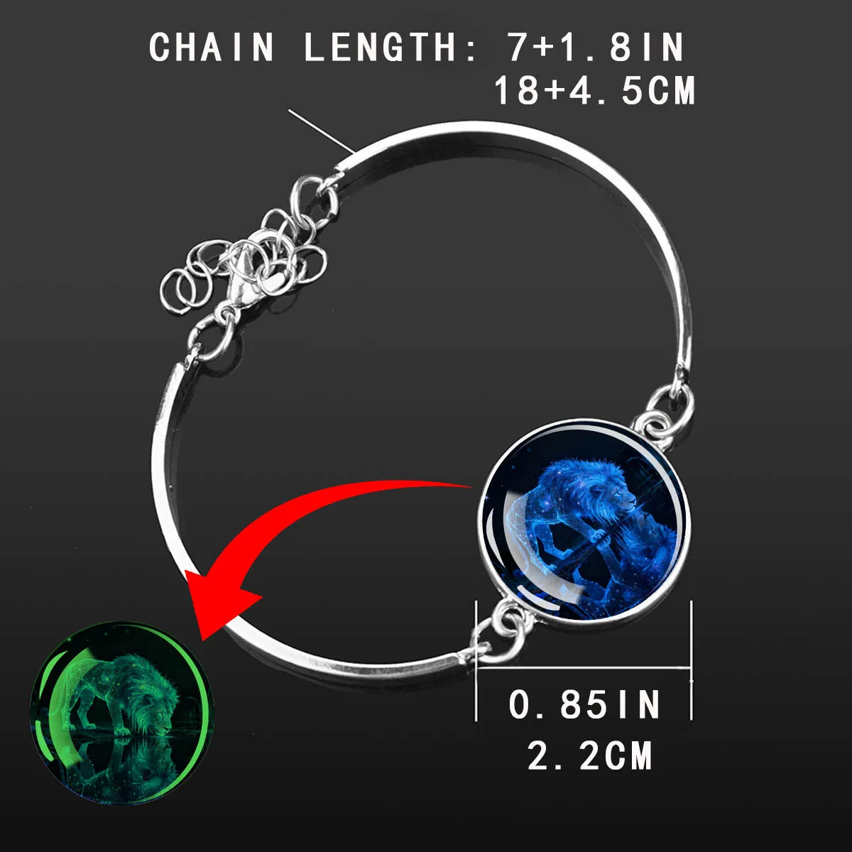 1PC Luminous Animal Themed Lion Pattern Bracelet, A Stylish and Exquisite Silver Metal Bracelet, Suitable As A Holiday Gift