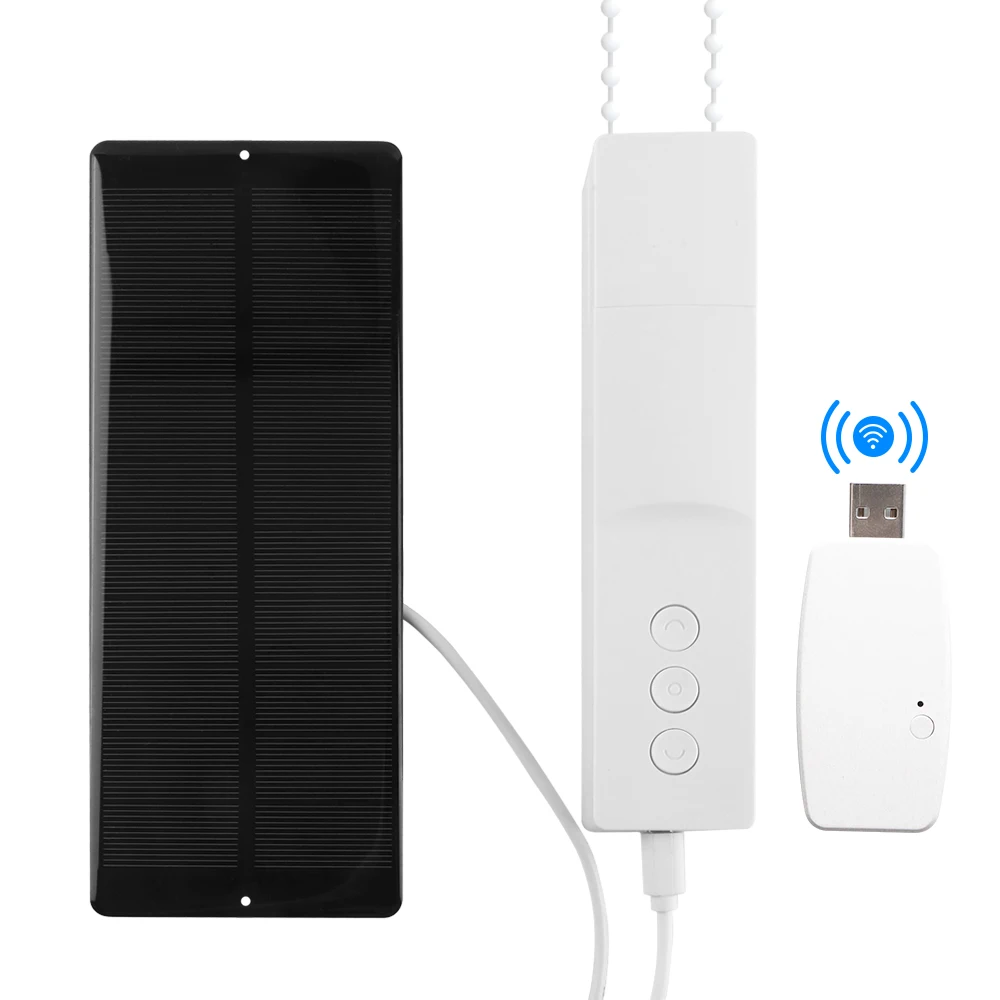 Tuya WiFi Smart Roller Shade Driver with USB Dongle Solar Panel Zemismart Curtain Motor Power By Battery Alexa GoogleHome Yandex