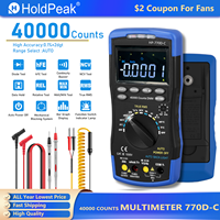 HoldPeak LCD Digital Multimeter,40000 Counts True RMS Auto Range Multimetro Measure, AC DC Ohm Volt Amp Capacitor Tester,770D-C