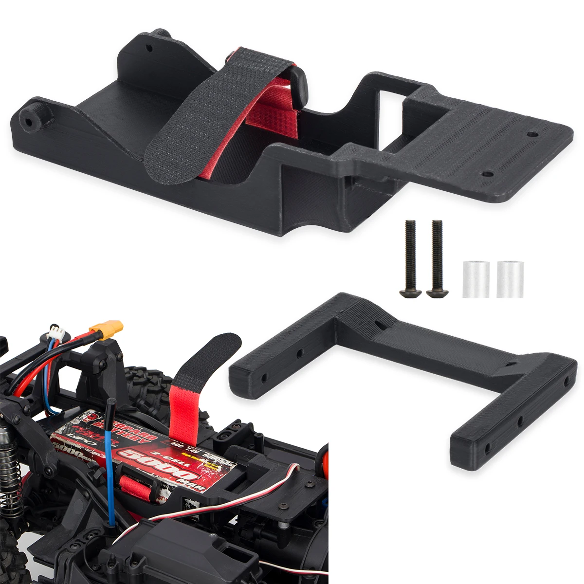 Plaque de montage de plateau de batterie en plastique haute résistance, avec sangle de cravate, pièces de mise à niveau pour voiture sur chenilles 1/10 RC TRX4 TRX6, boîtier de batterie