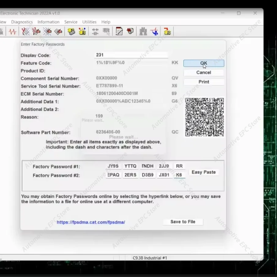 

CAT ET 18-значный заводской пароль без генератора