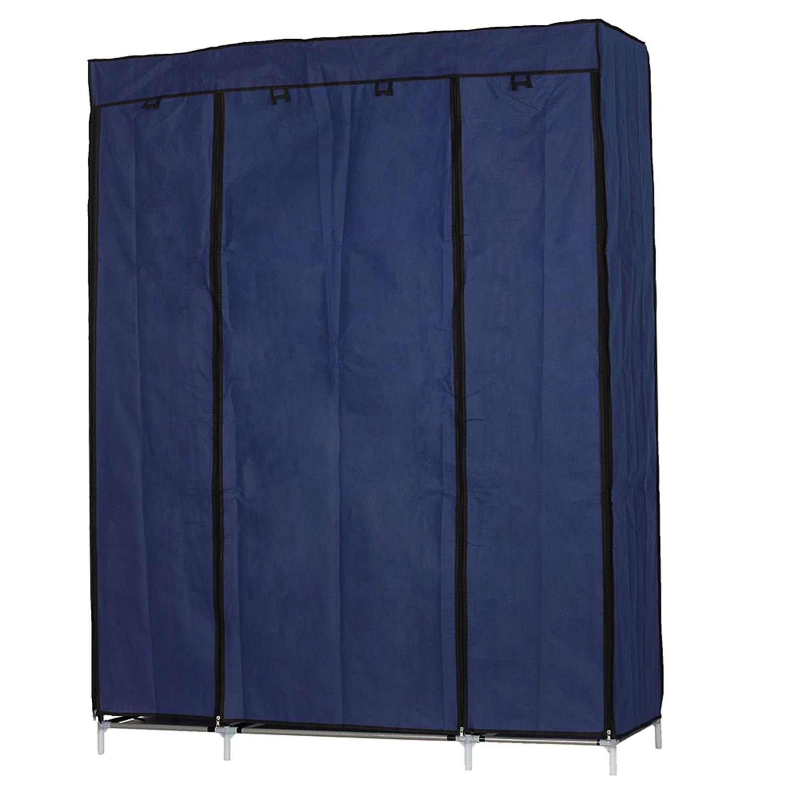 5-lagiger Kleiderschrank aus Vliesstoff mit 12 Fächern, tragbarer Schrank, Marineblau (133 x 46 x 170 cm)