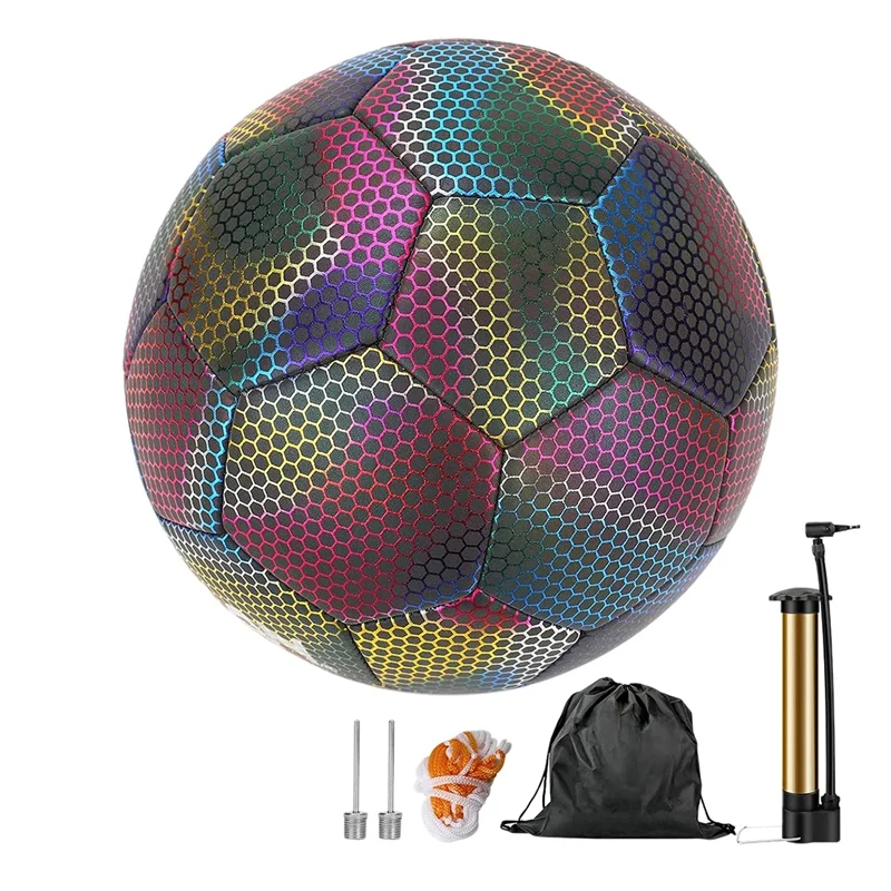 

Reflective Football Luminous Footballs Adult Child Training Soccer Ball Size5 Camera Flash Reflective For Night Training