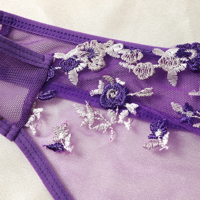 Women's Underwear Set Semi-Sheer Embroidery Bra And Panty Set - Image 5