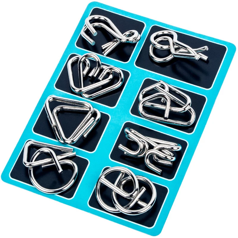 8 Teile/satz Metall Montessori Puzzle Draht Geist Gehirn Teaser Puzzles Kinder Erwachsene Interaktive Spiel Reliever Pädagogisches Spielzeug