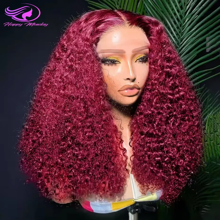 Deep Wave Burgundy 99J Short Bob Wigs 100% Human Hair Wig 13x4 Lace Front Human Hair Wig Water Curly Wig Baby Hair For Women