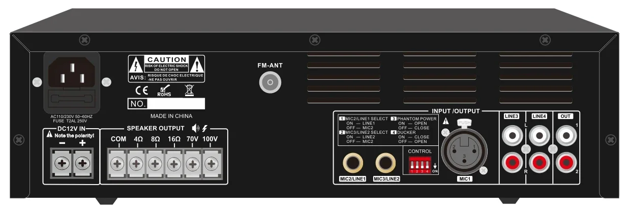 Compact size 120W echo amplifiers and speakers power mixer amplifier for school