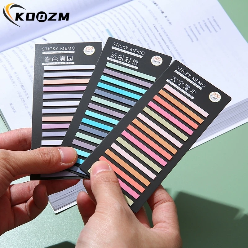 300Sheets Translucent Rainbow Color Index Sticky Notes Paper Sticker Notepad Bookmark School Supplies Kawaii Stationery Gifts