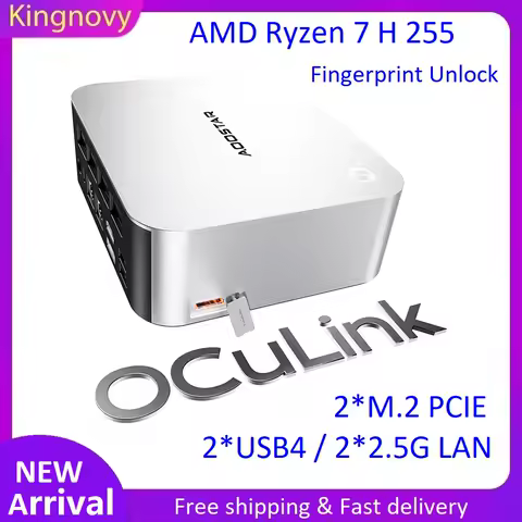 Aoostar MACO Gaming Mini PC AMD Ryzen 7 H 255 Fingerprint OCuLink 2*USB4 2*NVMe 2*2.5G LAN Desktop Windows 11 NUC Computer WiFi6