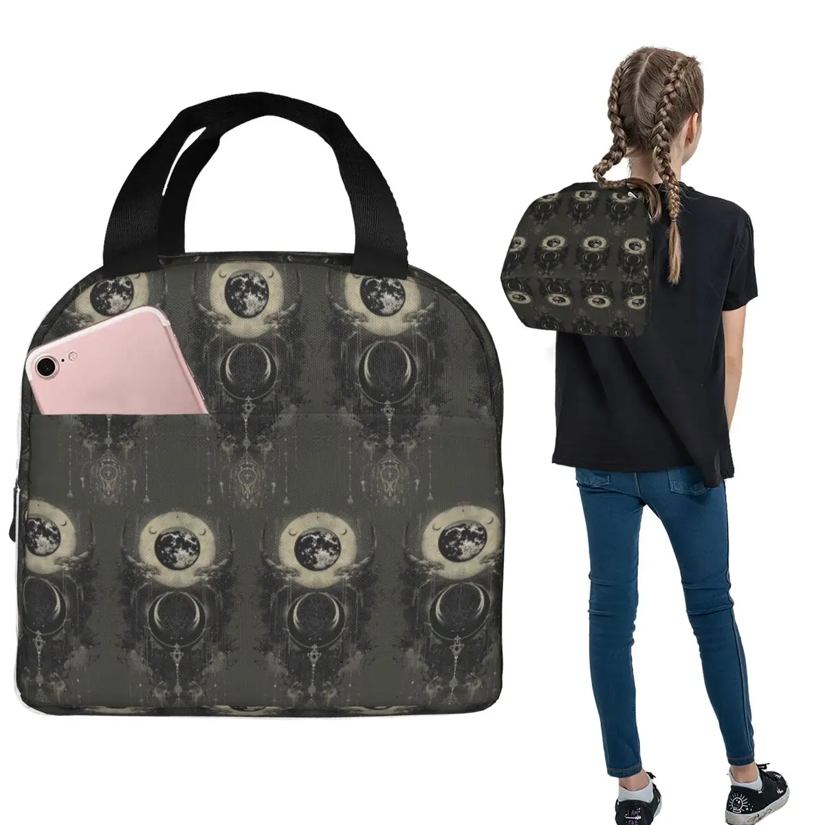 

Gothic Blood Moon Pattern Insulated Lunch Bag for Women Kids Portable Food Boxes Thermal Lunch Box Tote
