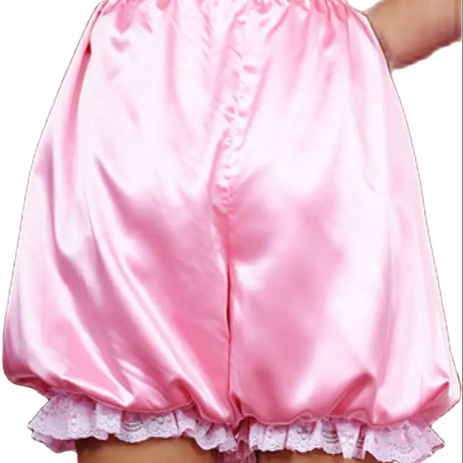 Hot Selling Sissy Adult Baby Cute Pink Satin Lantern Pants Elastic Belt Very Cute for Men and Women