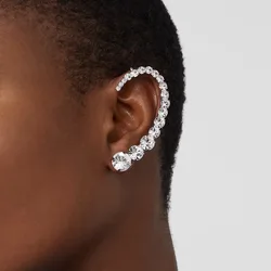 XSBODY Simple Earhook Ear Clip Stud for Women Exquisite Sparkling Bride Rhinestone Bohemian Ear Cuff Earrings Piercing Jewelry