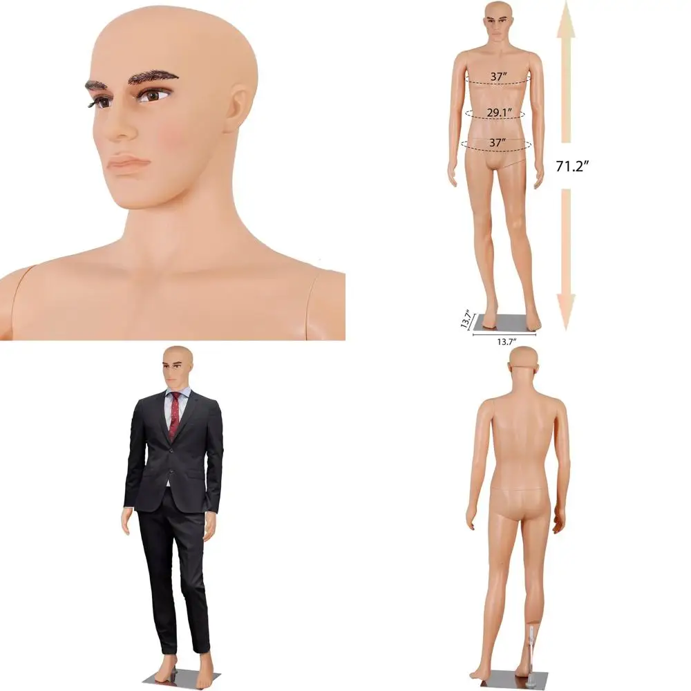 

Манекен мужской в полный рост, 72 дюйма, с регулируемой подставкой и вращающимся основанием для реалистичной демонстрации одежды в магазинах и на выставках