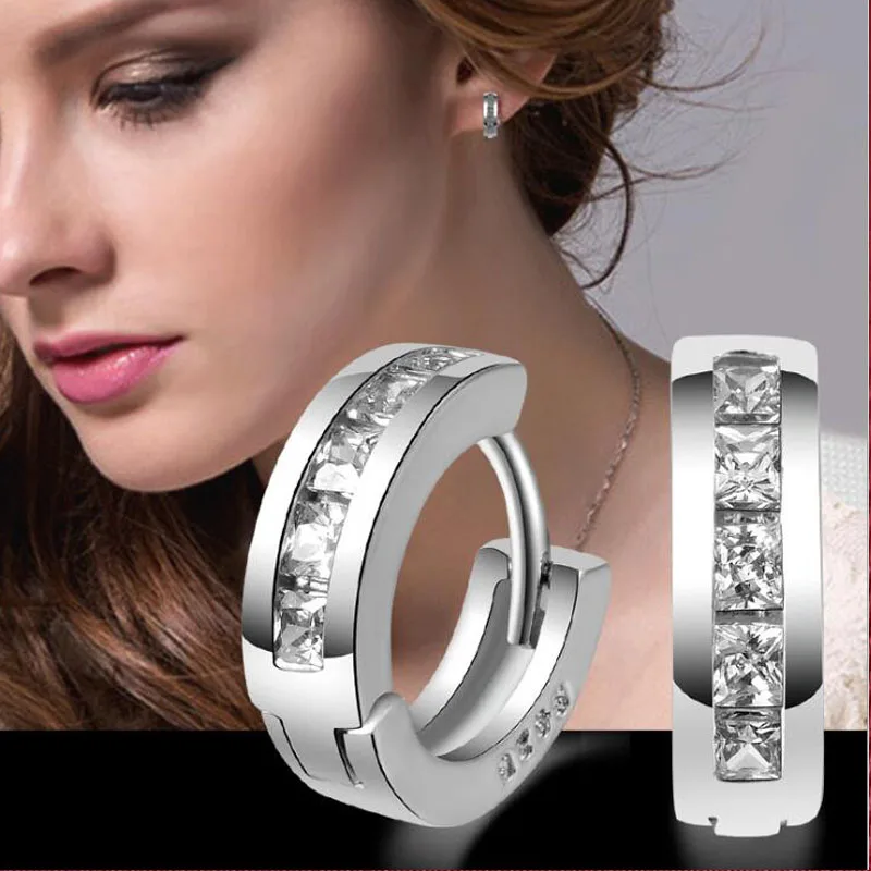 Full Crystal Earrings Luxury Silver color plated Earrings For Women Earing Zircon Earings Fashion Jewelry Stud Earing Oorbellen
