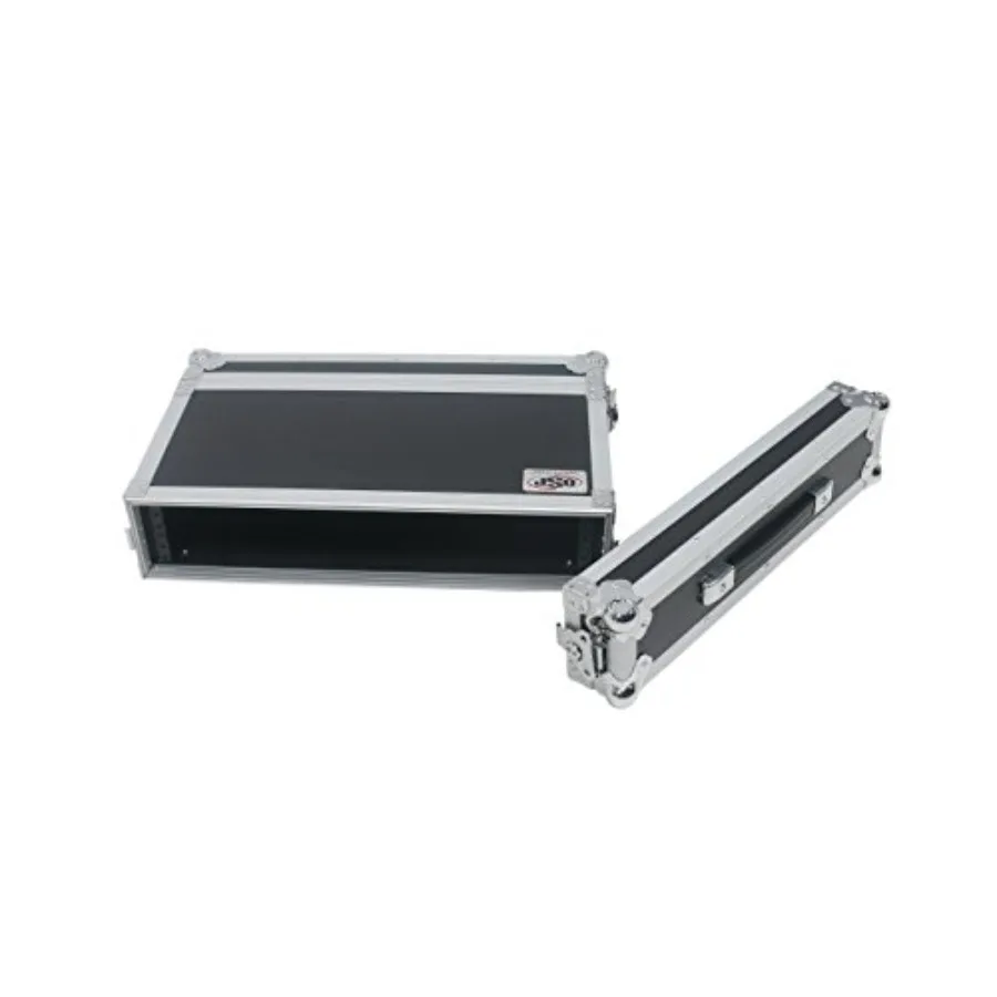 2-Space Effects Rack ATA Road Case 10 غلاف صلب متين أسود عميق مع امتصاص الصدمات ومزالج آمنة