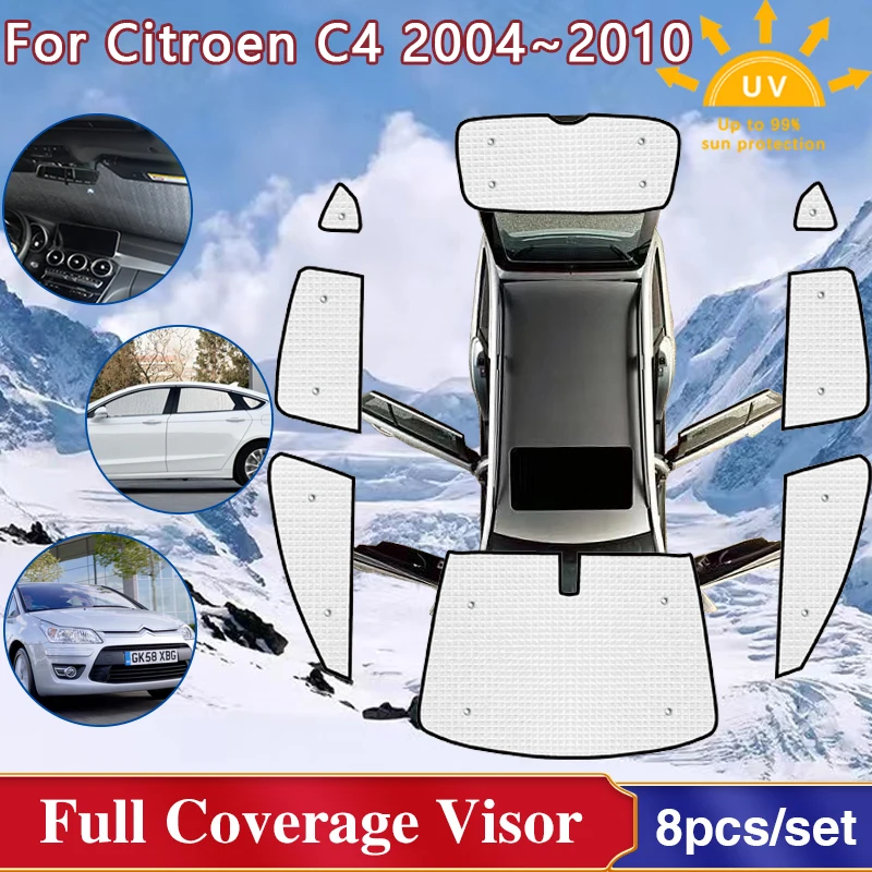 

Автомобильные полные чехлы солнцезащитные козырьки для Citroen C4 аксессуары MK1 люк 2004 ~ 2010 лобовое стекло окна потертый солнцезащитный козырек 2005 2006