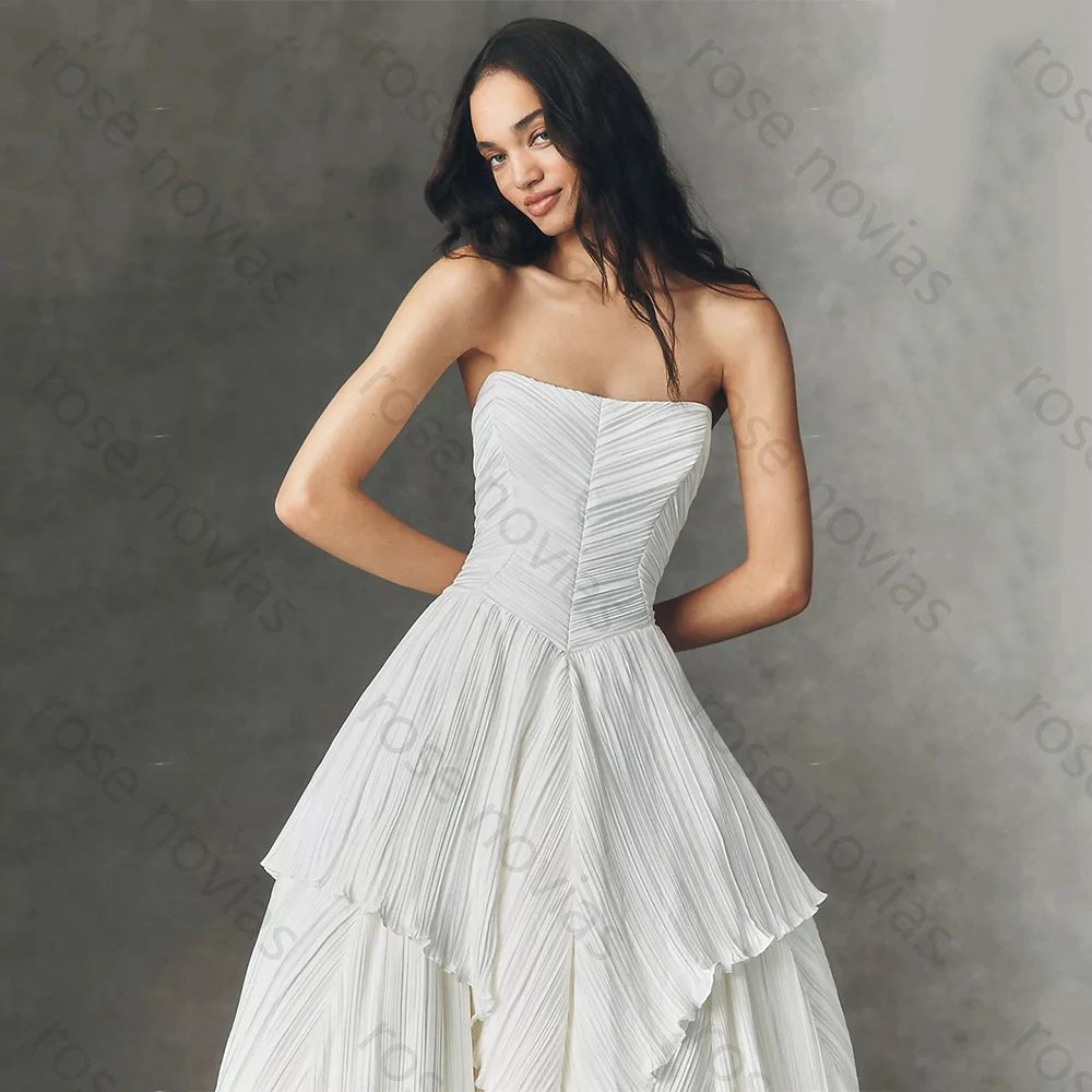 Customized White High Quality Wedding Dresses Strapless for Floor-Length A-Line Sleeveless for Formal Evening Vestidos De Fiesta