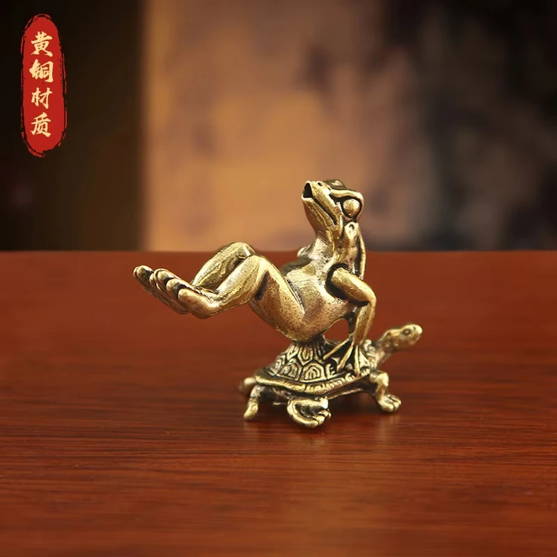 Solid Brass Moments Christmas Ornament Frog and Turtle Figurine Small House Decoration Animal Figurines Chihuahua Sculpture