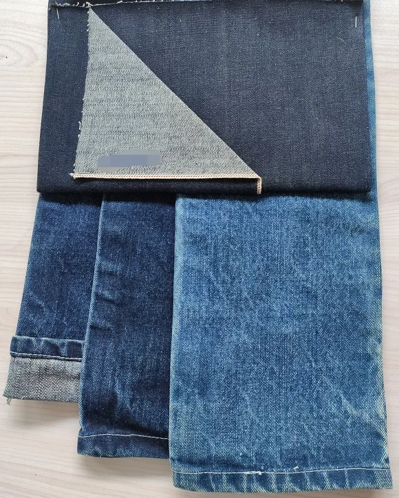 16.7oz Heavy Denim Jeans Fabric Red Selvage Dark Blue Unwashed Selvedge Denim Cloth For Cowboy Jacket W3628302E