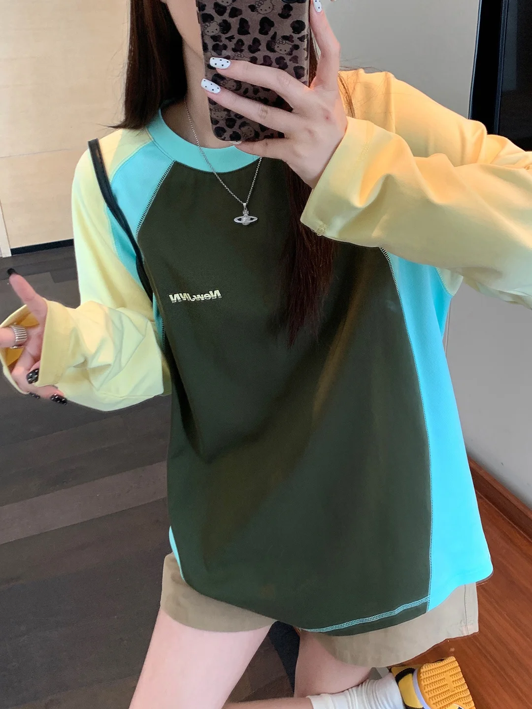 Spring Autumn Long Sleeve round Neck Cotton T-Shirt Women's Style Comfortable Breathable Base Shirt for Students And Daily Wear