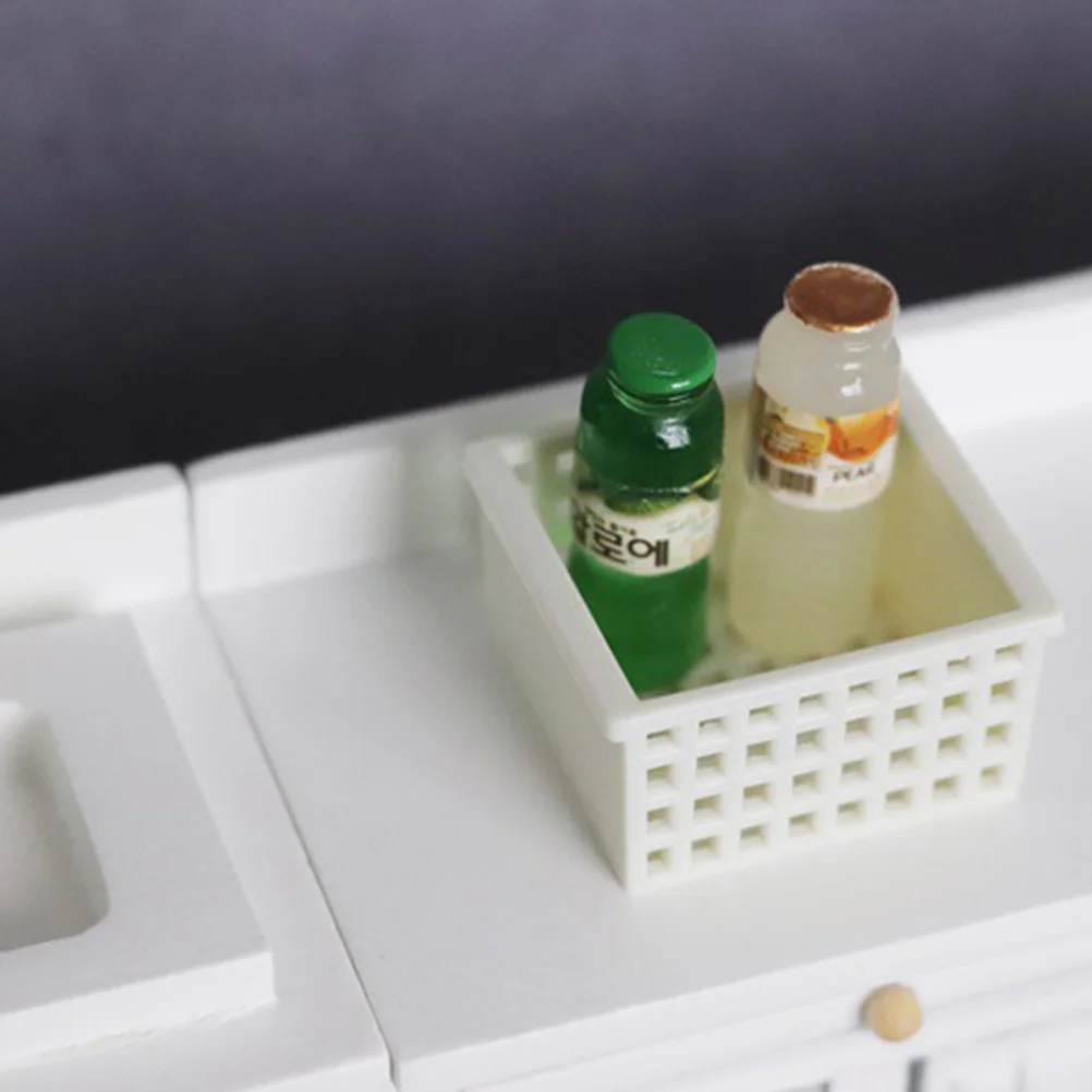 

3 Pcs Small House Basket Dollhouse Miniature Storage Container 330X310X170CM Model White Scene Accessory Micro