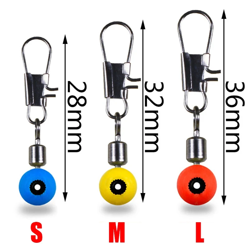 100pcs/Lot Fishing Floating Space Beans Rotate Bobber Connectors Sea Fishing Saltwater Tackle Swivel Equipment Metal Lure