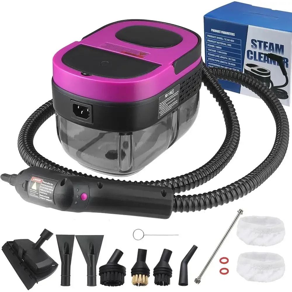 Portable Steam Cleaner 3-Level Adjustable Handle 15s Heat-Up Deep Cleaning Powerful Steamer with 10 Accessories Home and Kitchen