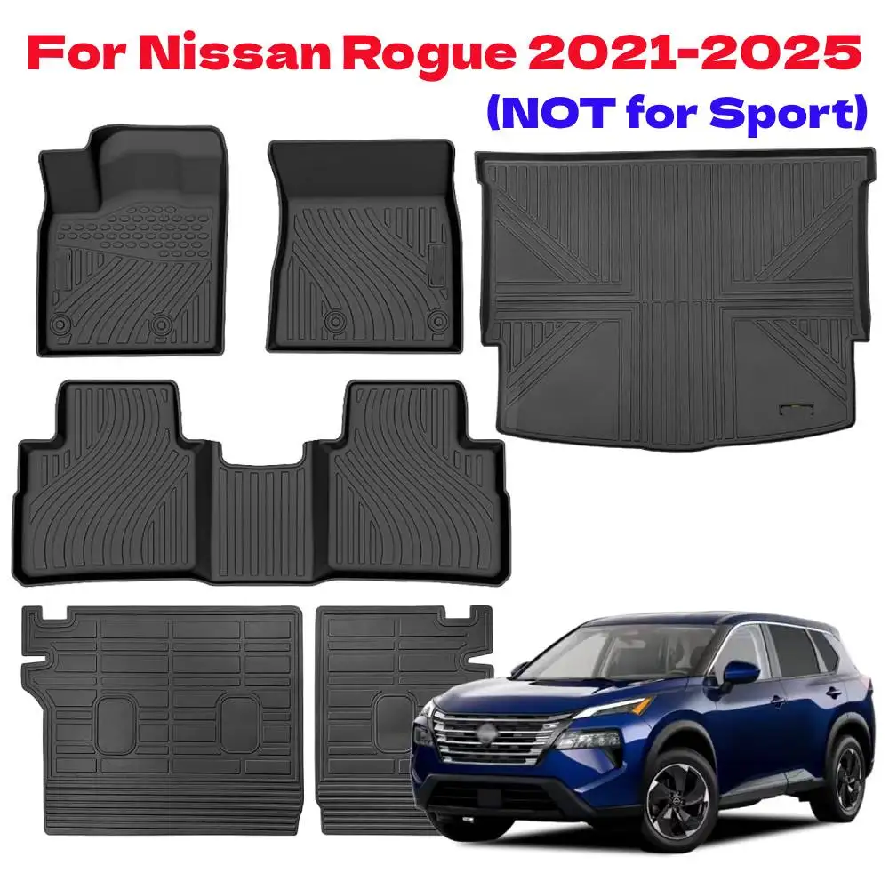 

Коврики для Nissan Rogue 2021-2023 2024 2025 Аксессуары Всепогодные напольные вкладыши 3D TPE напольные вкладыши (НЕ для Rogue Sport)