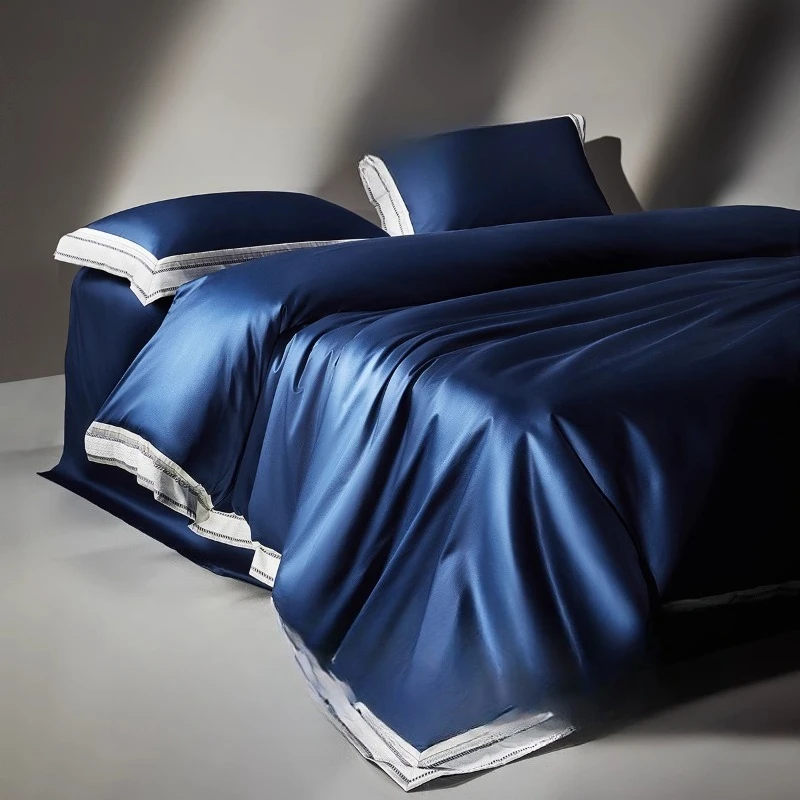 

double-strand horse cotton antibacterial four-piece set, cotton pure cotton hotel high-end light luxury mattress quilt cover
