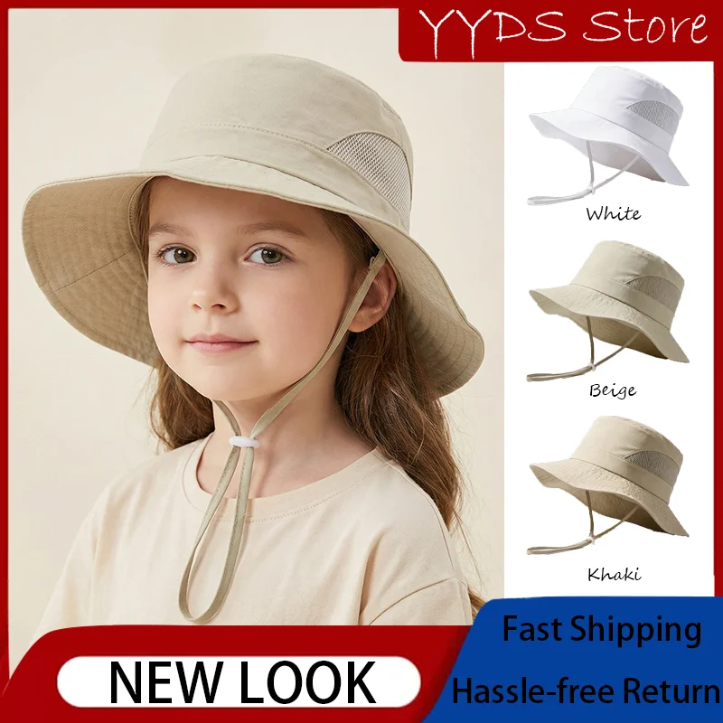 Summer Mesh Quick Dry Bucket Hat UV Protection Breathable Sun Cap for Kids Outdoor Beach Travel Daily Wear