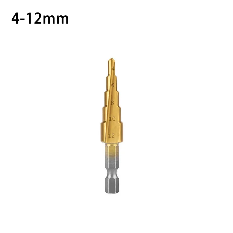 Wiertło stopniowe 3-12mm 4-12mm 4-20mm HSS prosty rowek wiertło stopniowe pokryte tytanem drewna metalowy otwór narzędzie do wiercenia rdzenia