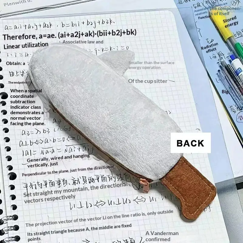 Niedliches Plüsch-Federmäppchen in Haifischform mit großer Kapazität für Schüler, Schule, Büro und Schreibwarenorganisation. – Detail 7