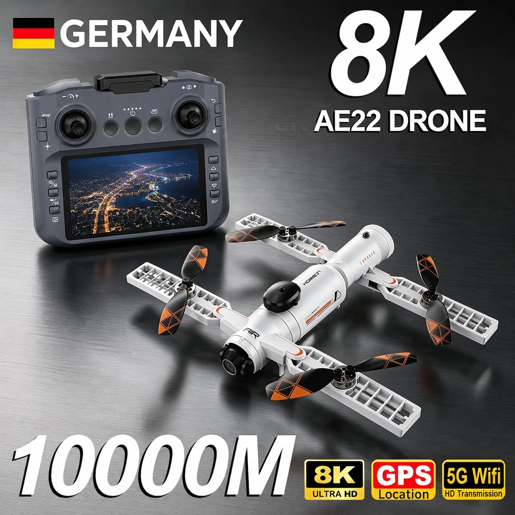 Upgraded AE22 PRO MAX Foldable Drone 8K Dual Camera FPV Quadcopters GPS Obstacle Avoidance Brushless Professional RC Drones Toys