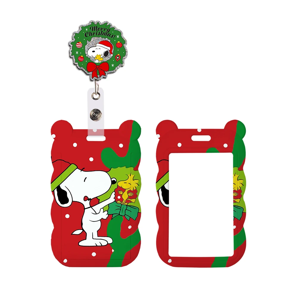 Christmas Snoopy Cartoon Lanyards Cute Badge Holder ID Credit Card Hang Rope Badge Reel with Clip Retractable Accessories