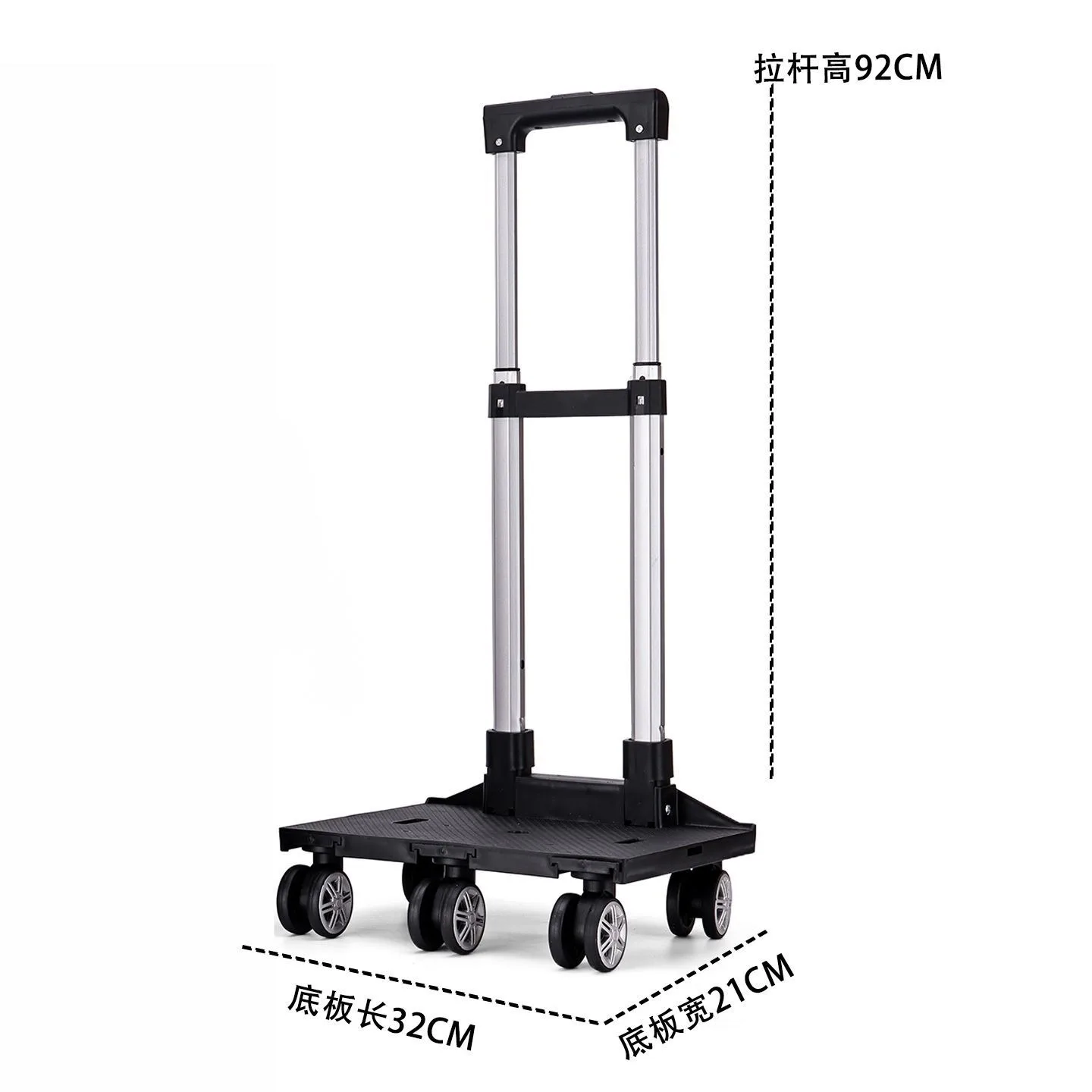 Folding Shopping Cart 5 Wheel Trolley, Aluminum Adjustable Telescopic Handle,25kg Load Detachable Swivel Wheels, Grocery Carrier