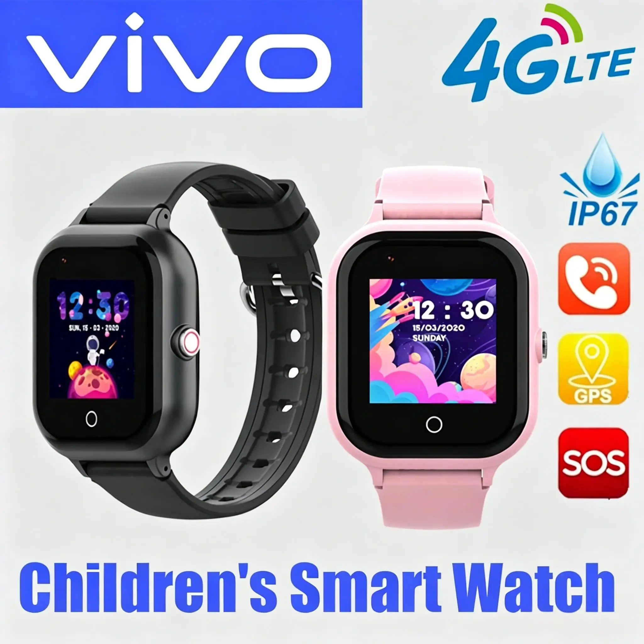 VIVO 4G Mini Smart Children's Watch Sim Card Call Camera Watch GPS Tracking IP67 Waterproof Watch for Apple Android 2026 New