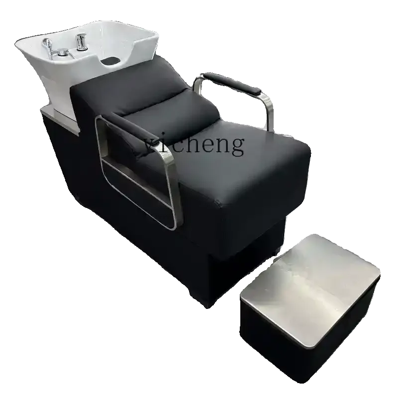 

TQH barber shop shampoo bed stainless steel hair salon special fashion ceramic basin semi-reclining flush bed