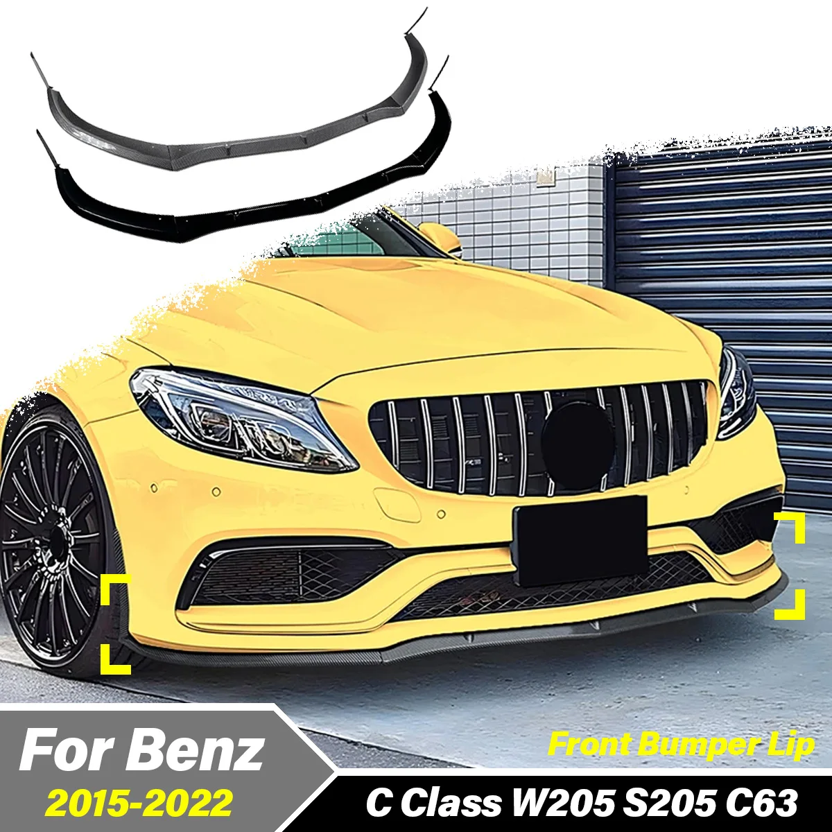 Для Mercedes Benz C-Class W205 S205 C63 2015 2016 2017 2018 2019 2020 2021 2022 ABS пластик, спойлер переднего бампера Для Mercedes Benz C-Class W205 S205 C63 2015 2016 2017 2018 2019 2020 2021 2022 ABS пластик, спойлер переднего бампера