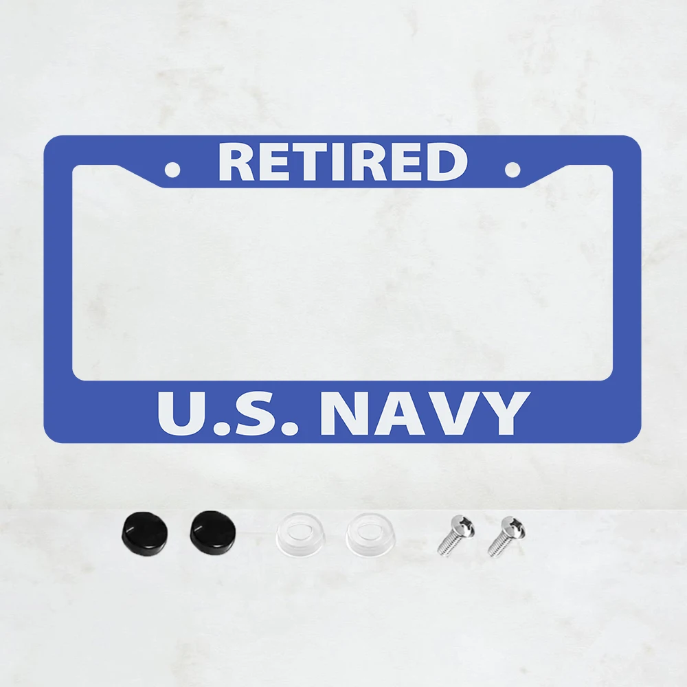 

1PC RETIRED US NAVY Aluminum License Plate Frame - 6 x 12 Inch US Standard Size, Decorative Car License Plate Bracket, 2 Holes