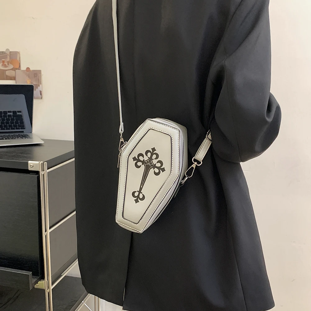 2023 kształcie trumienki torebki i torebki Retro gotycka torba na ramię Halloween nowość mała torba damska PU Ghost Crossbody