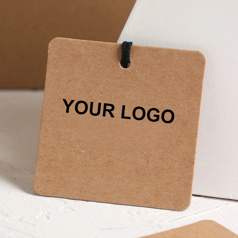 

100pcs Kraft Paper Hang Tags Customization, Personalized with Your Brand Logo, Suitable for Clothing, Bags, Shoes