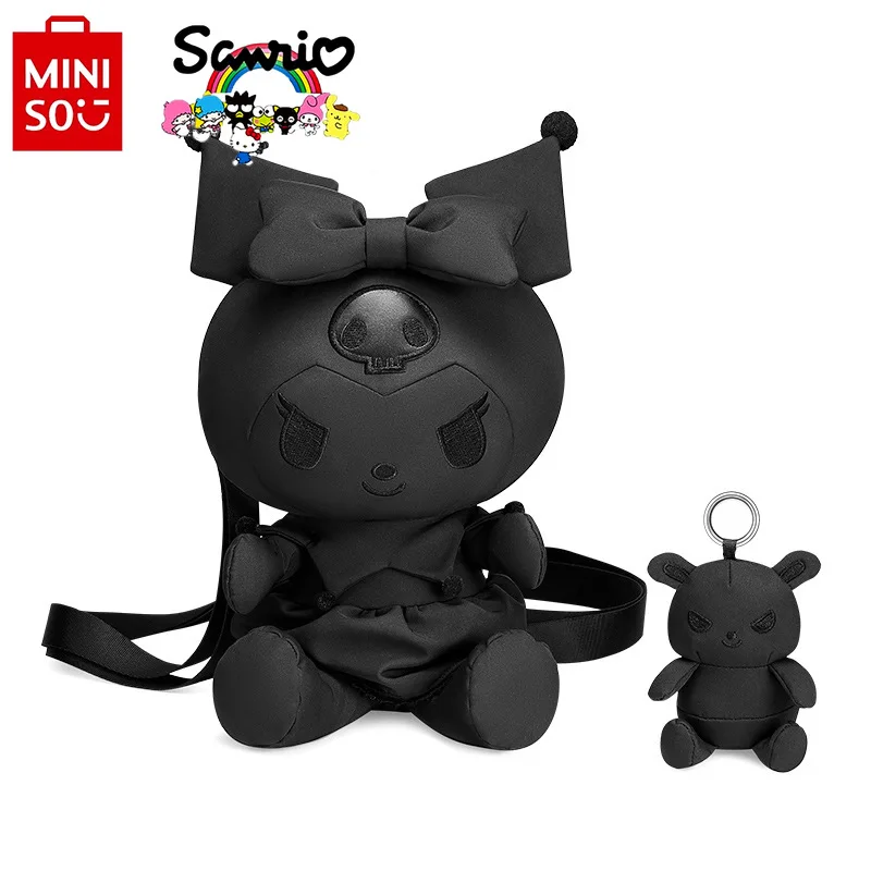 Miniso Kuromi's New Girls' Backpack Fashion High Quality Doll Backpack Black Cartoon Casual Versatile Children's Toy Backpack