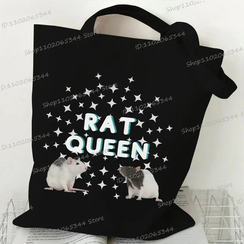 Rat Shoulder Bags Women Cartoon Animal Rat Collapsible Tote Bags Vintage Rat Fashion Shopping Bags 2023 Casual Women\'s Handbags