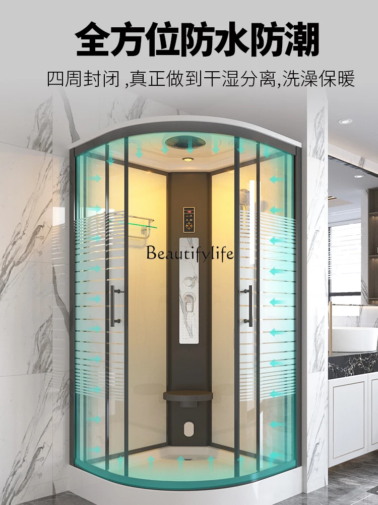 

03.*Integral shower room integrated household curved winter warm wind bathroom glass partition rural bath bathroom
