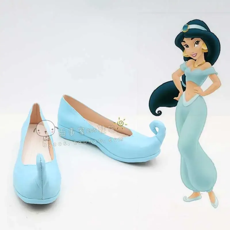 Aladdin Princess Cosplay shoes magic lamp Princess Jasmine Shoes Indian blue shoes Costume Role Play costume Halloween wig