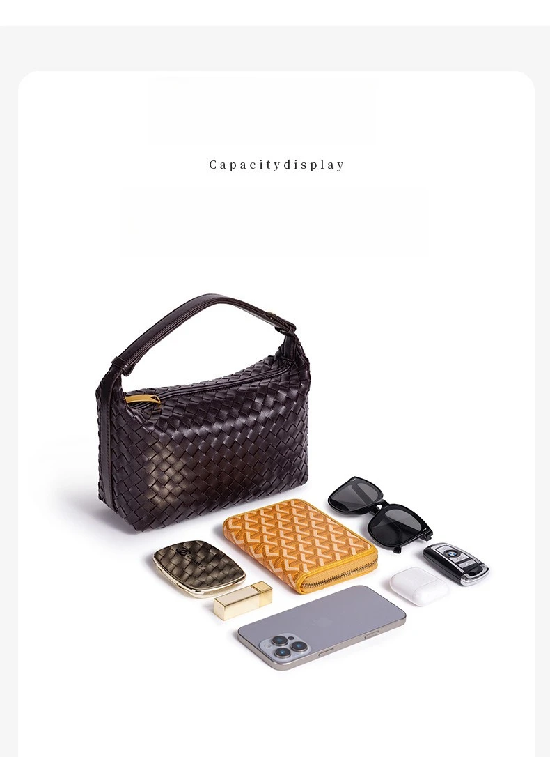 Beliebte Handgewebte Damenhandtasche, Lässige Modische Schulter-Lunchbox-Tasche, Unterarm-Handtasche für Damen – Detail 12